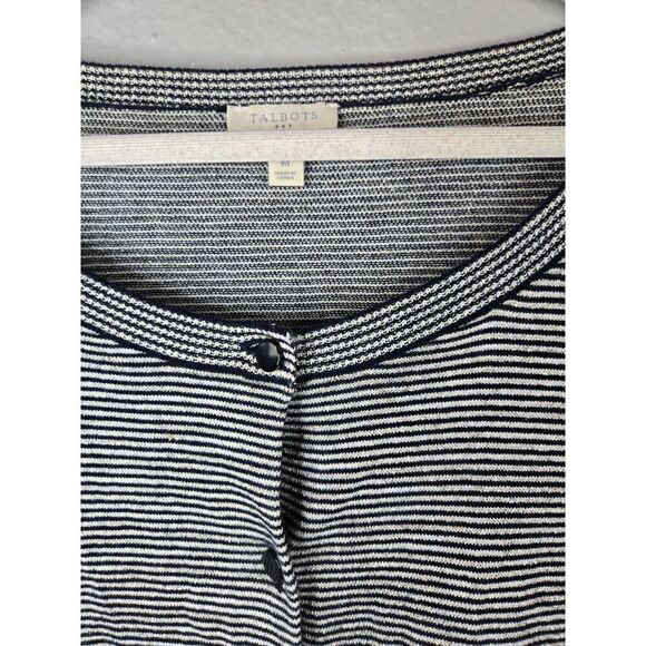 Talbots Women's Navy and Gray Metallic Striped Button Cardigan Size Medium - Picture 5 of 7